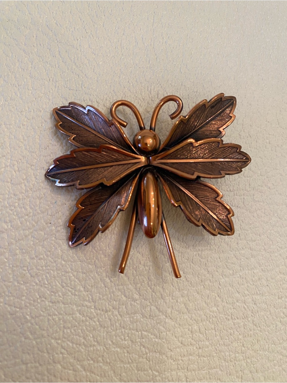 Gorgeous Mid-Century Modern (1950’s) Copper-Tone Butterfly Brooch